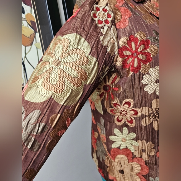 NWoT Unique Embroidered Floral Jacket Seasonless Wear 1X ELCC - Picture 3 of 12